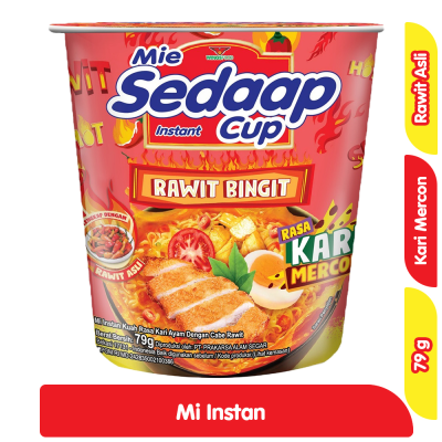 Sedaap Mi Instan Cup Rawit Bingit Kari Mercon 79 g